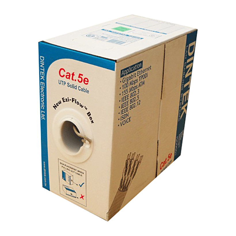 Thùng Cáp Mạng Dintek Cat5e/ CAT.6 / CAT6 FPT (sử dụng ngoài trời) - loại cuộn 100m
