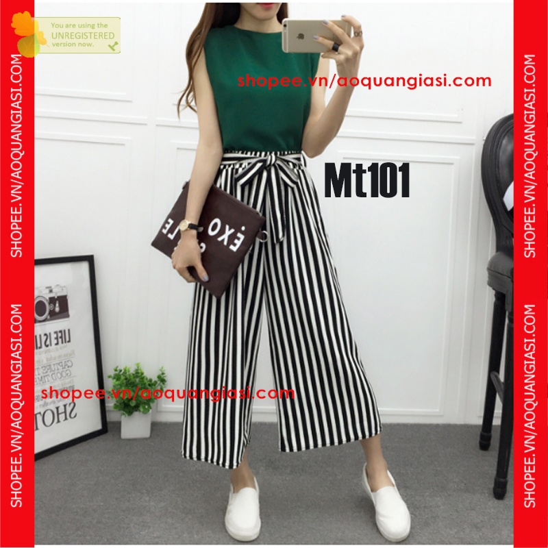 Quần ống rộng lửng sọc đen trắng MT101 aoquangiasi.com sành điệu