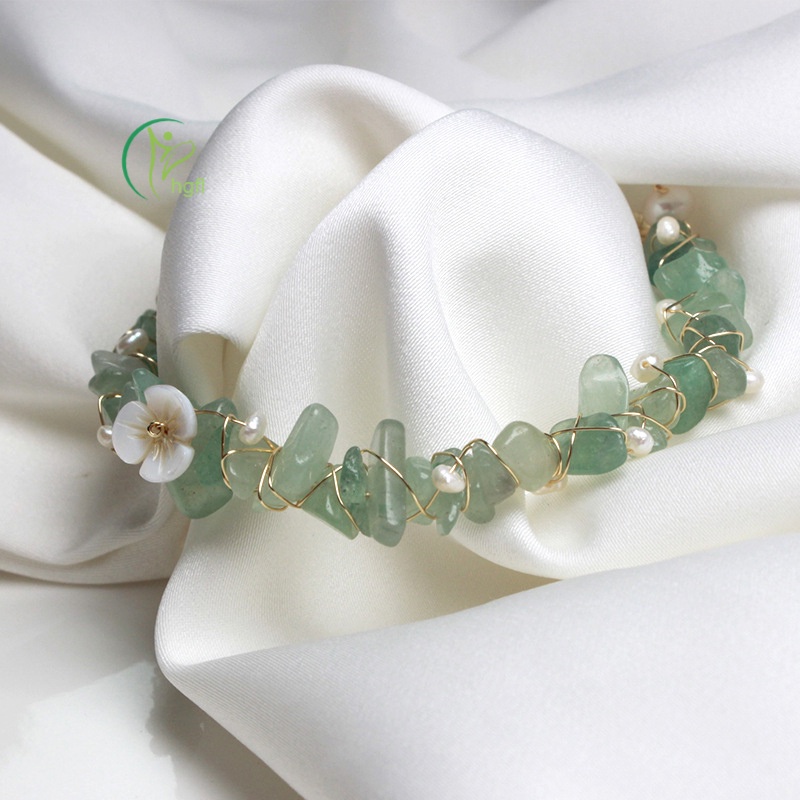 Vòng tay ngọc bích pha lê nhân tạo màu xanh lá thiết kế thu hút thích hợp làm quà cho nữ