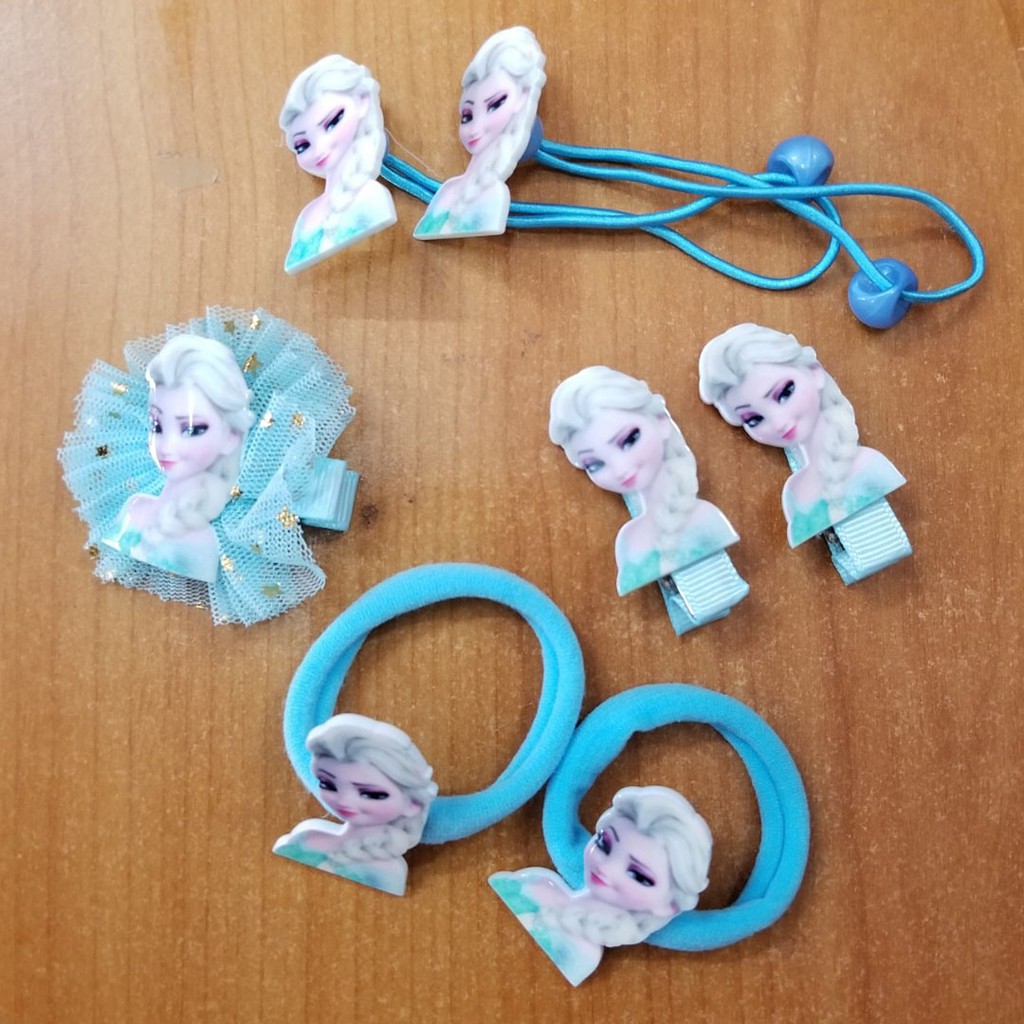 Bộ 7 món buộc tóc và kẹp tóc elsa,peppa bé gái