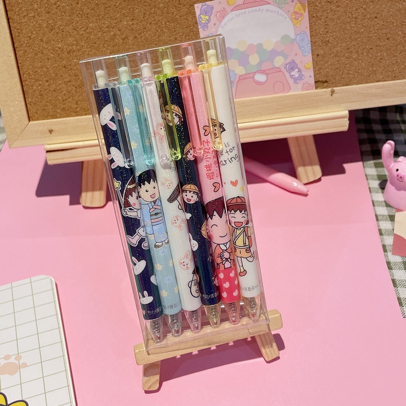 Bộ 6 Bút Gel Ngòi 0.5 Thiết Kế Dễ Thương Phong Cách Hàn Quốc Tiện Dụng Cho Học Sinh