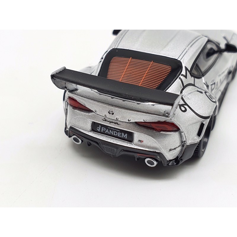 Xe Mô Hình Pandem Toyota GR Supra V1.0 Silver LHD 1:64 MiniGT (Xám)