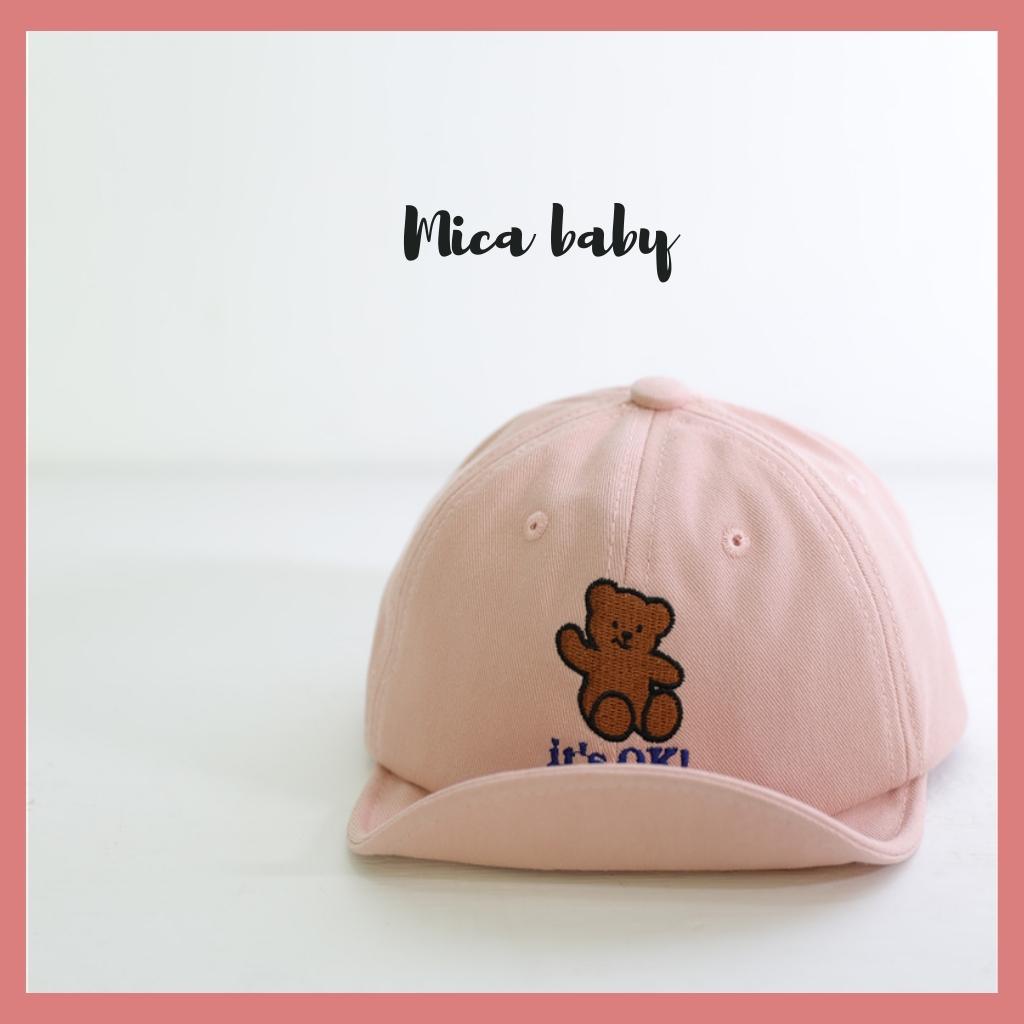 Mũ lưỡi trai hình gấu kèm chữ dễ thương cho bé MH120 Mica Baby
