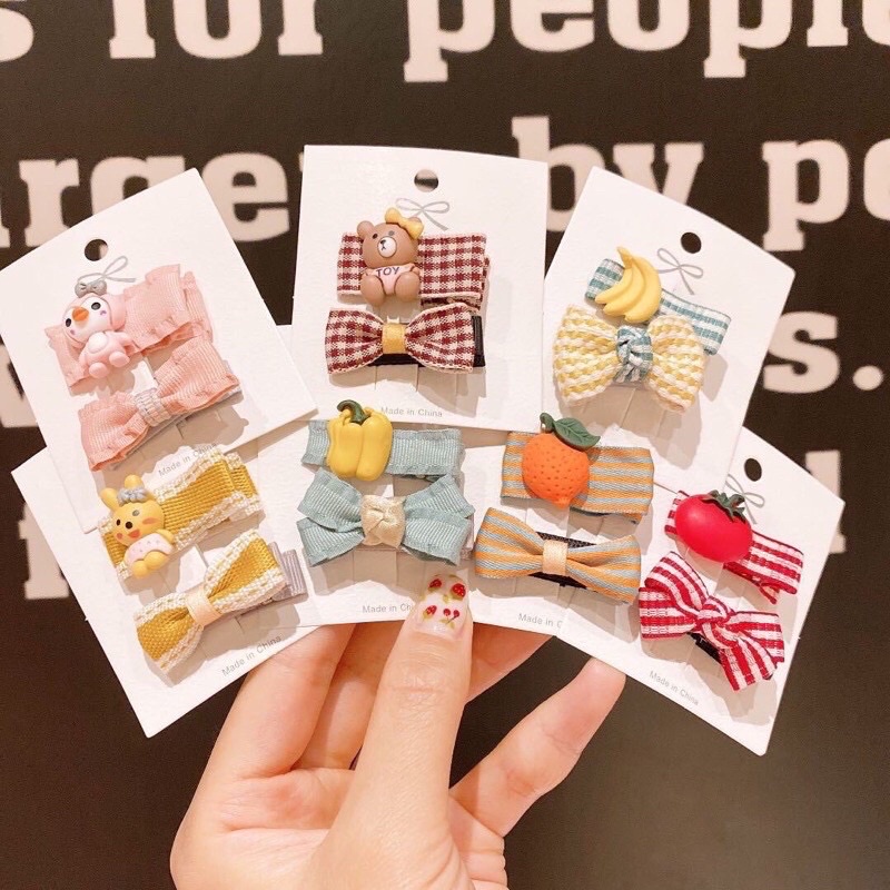 Set 2 kẹp tóc nơ dễ thương cho bé gái