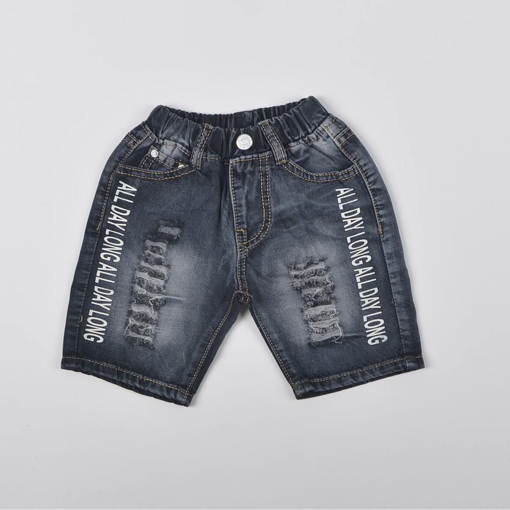 Quần short jean bé trai TrueKids Hàng Xuất Vải Mịn Mềm wash rách