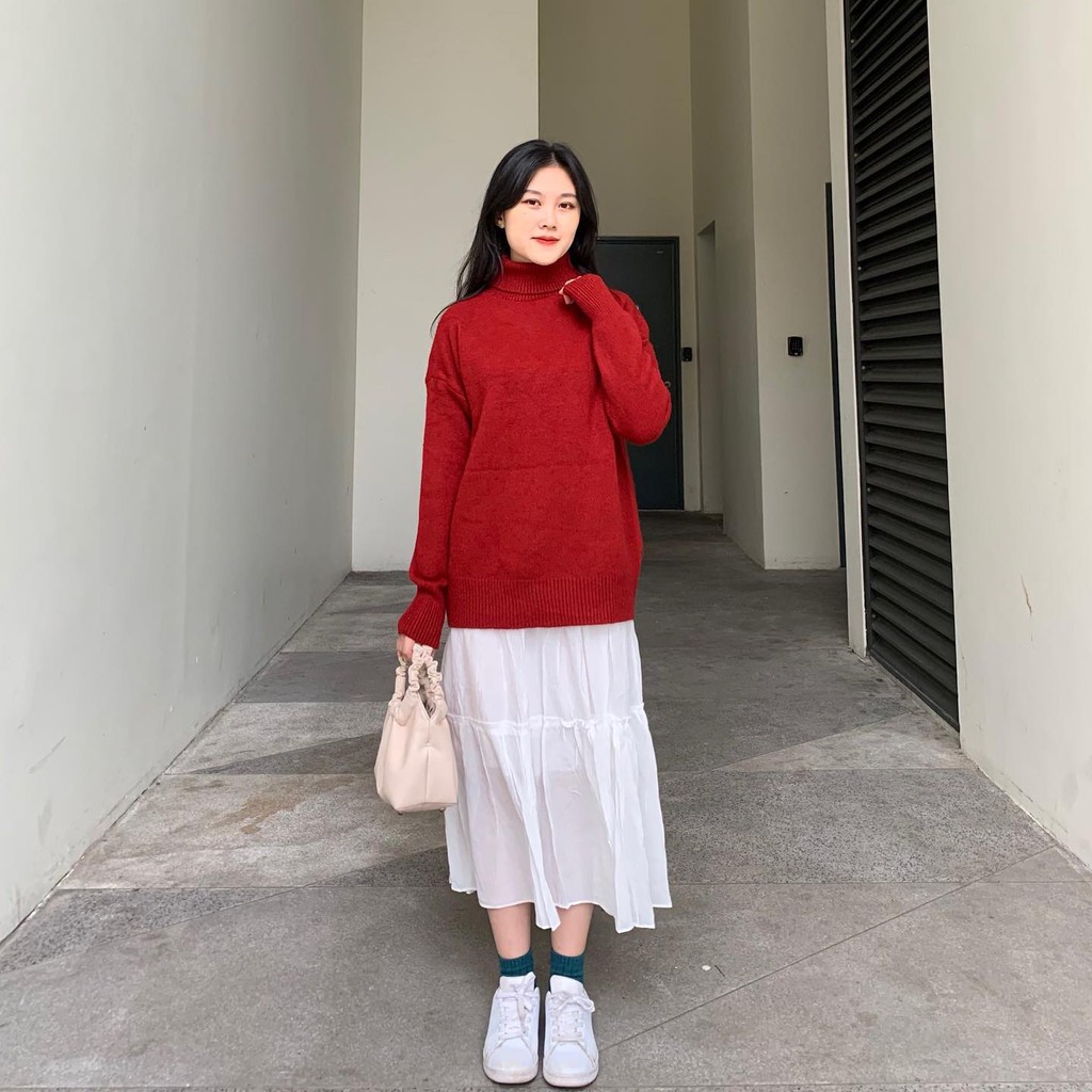2101033 Áo len cổ lọ - áo len lông thỏ mịn, áo len nữ cổ cao thời trang ulzzang freesize