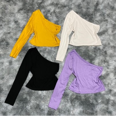 Áo hở 1 bên vai tay dài (Video)_RẺ VÔ ĐỊCH