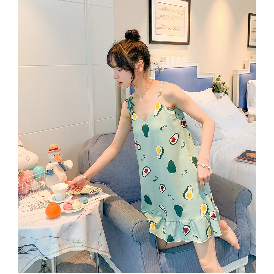 Váy ngủ 2 dây có mút ngực tặng bịt mắt ngủ cùng màu | BigBuy360 - bigbuy360.vn