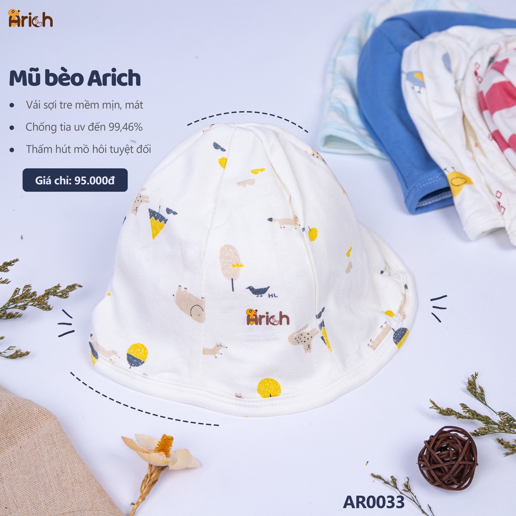 Mũ cho em bé vải sợi tre Arich size lớn