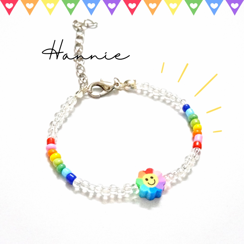 Set hạt cườm nhựa trong cầu vồng rainbow handmade - Combo vòng cổ vòng tay nhẫn dành cho nam nữ đơn giản