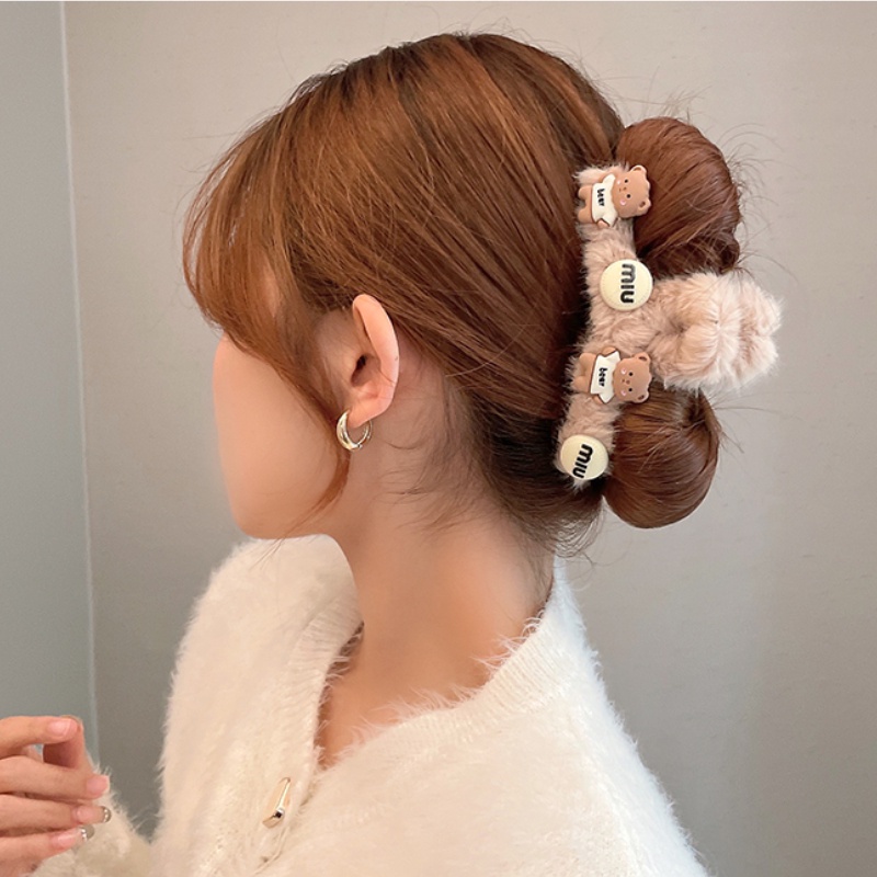 Kẹp Tóc Hình Cá Mập Phủ Lông Phong Cách Hàn Quốc Thời Trang Mùa Thu