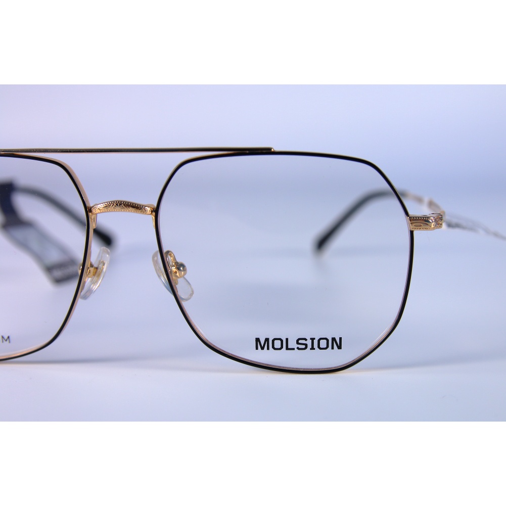 Gọng kính titanium Molsion MJ-7128 màu vàng viền đen Full box
