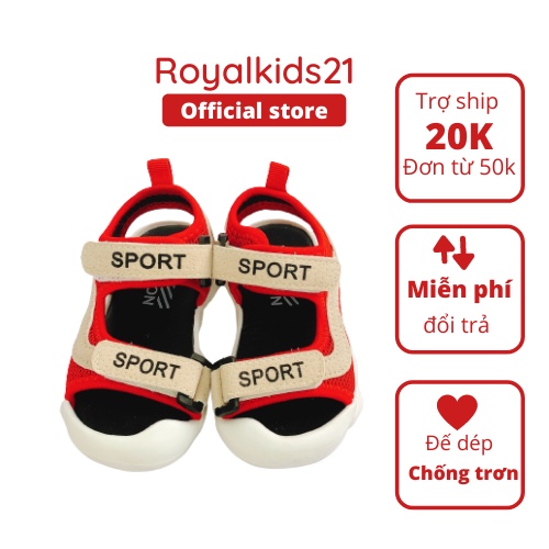 Dép Sandal Cho Bé Trai 0-3 Tuổi Dép Quai Hậu Tập Đi Royalkids Dép Sport Chống Trơn Trượt Size 15 - 19