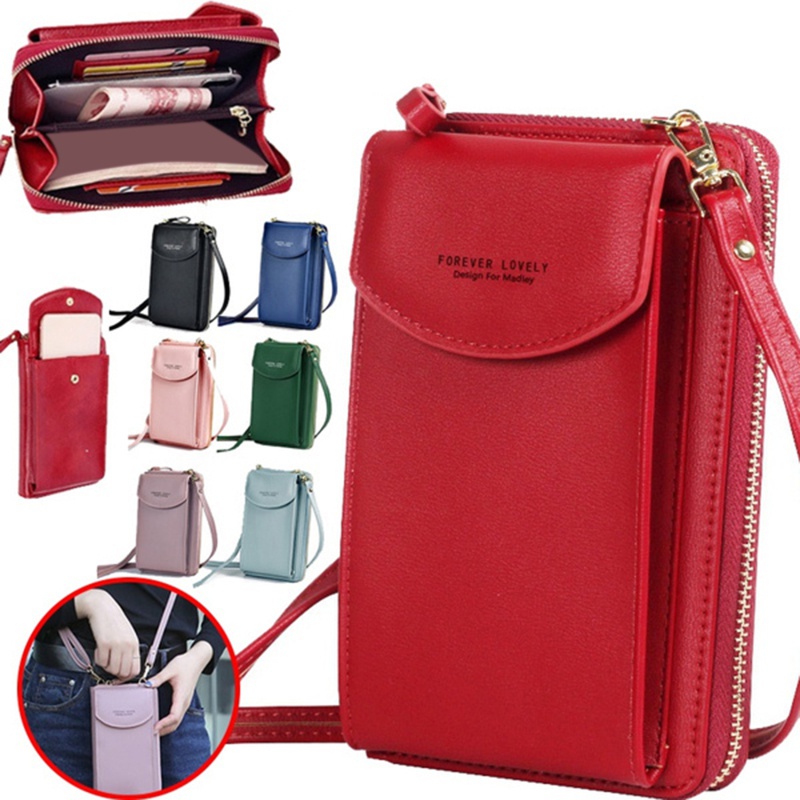 Women's PU Leather Crossbody Bags Large Capacity Multifunction Cellphone Purse Small Cross Body Bag Long Wallet Card Holder Mini Shoulder Bag for Women