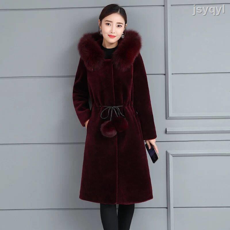 Áo Khoác Lông Dáng Dài Có Mũ Trùm Đầu Chất Liệu Cashmere Dày Dặn Có Size Lớn Cho Nữ