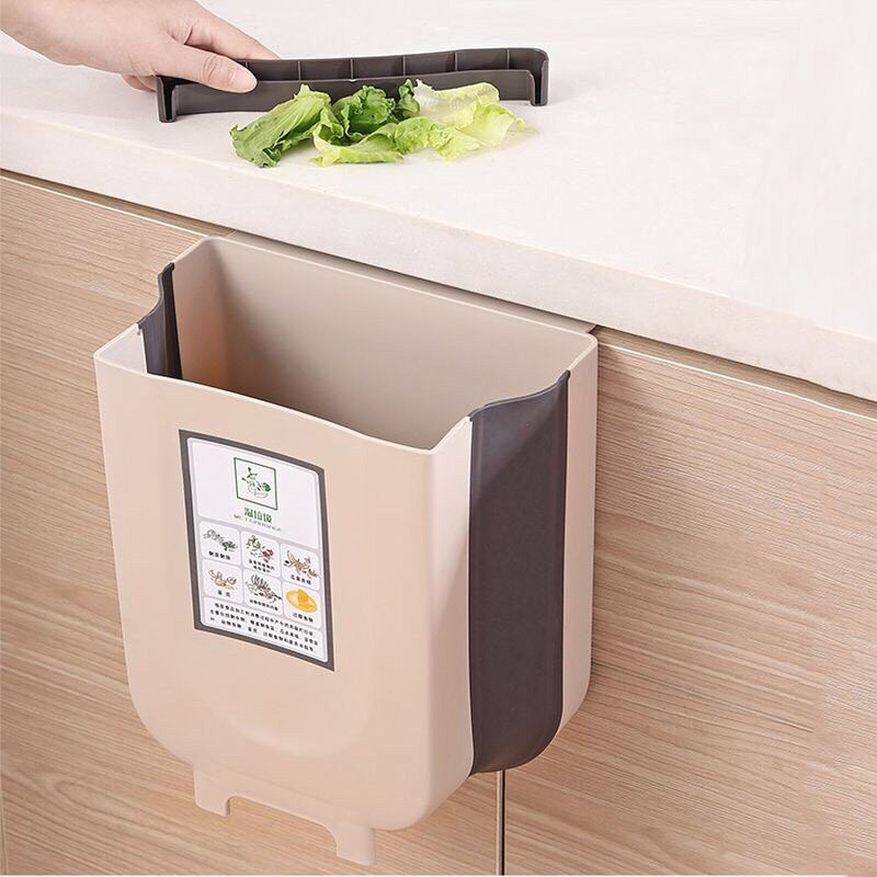 Thùng rác gấp gọn thông minh treo tủ bếp, treo sau ghế trên ô tô