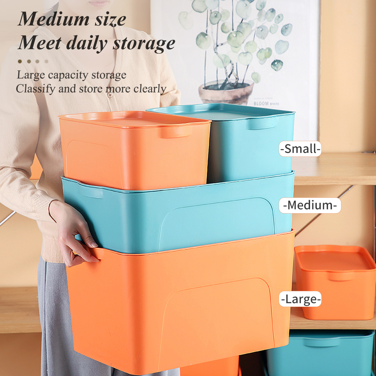 Shepherd Countertop PP Sundries Storage Box with Cover and Handle