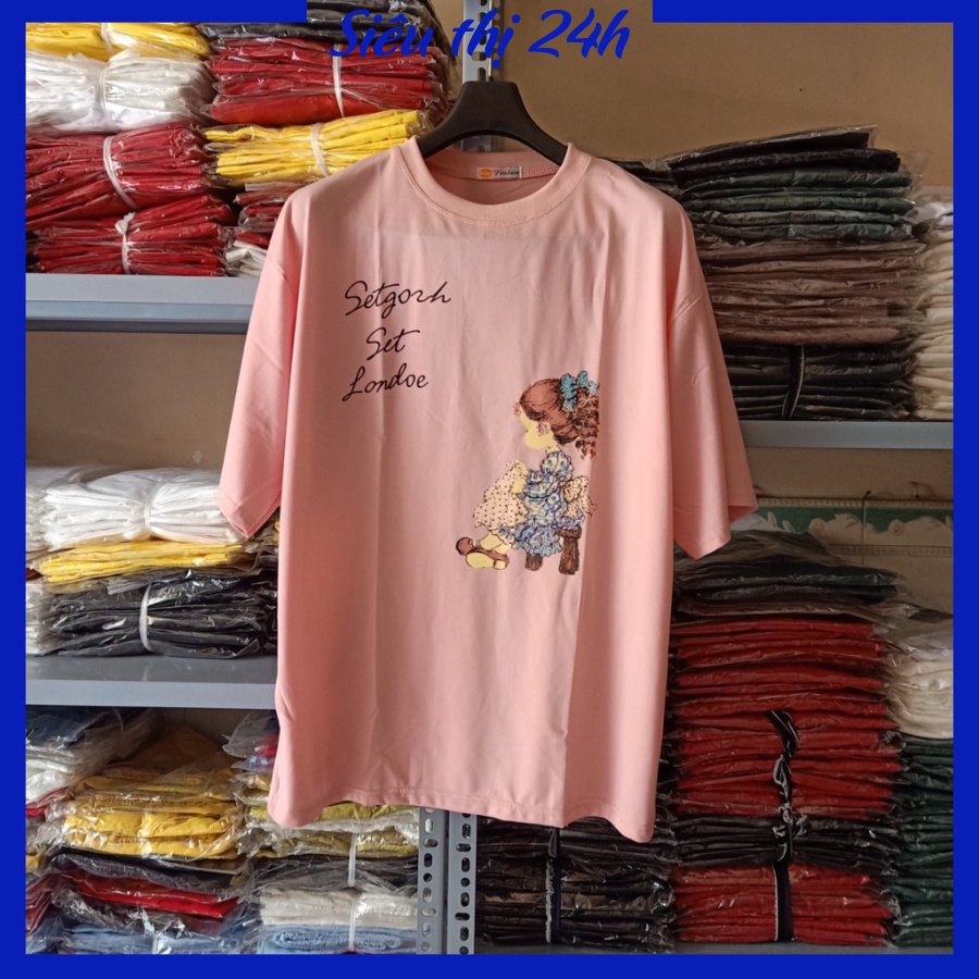 Áo thun form rộng tay lỡ, áo phông unisex Siêu thị 24 giờ in hình Công Chúa Tuyết