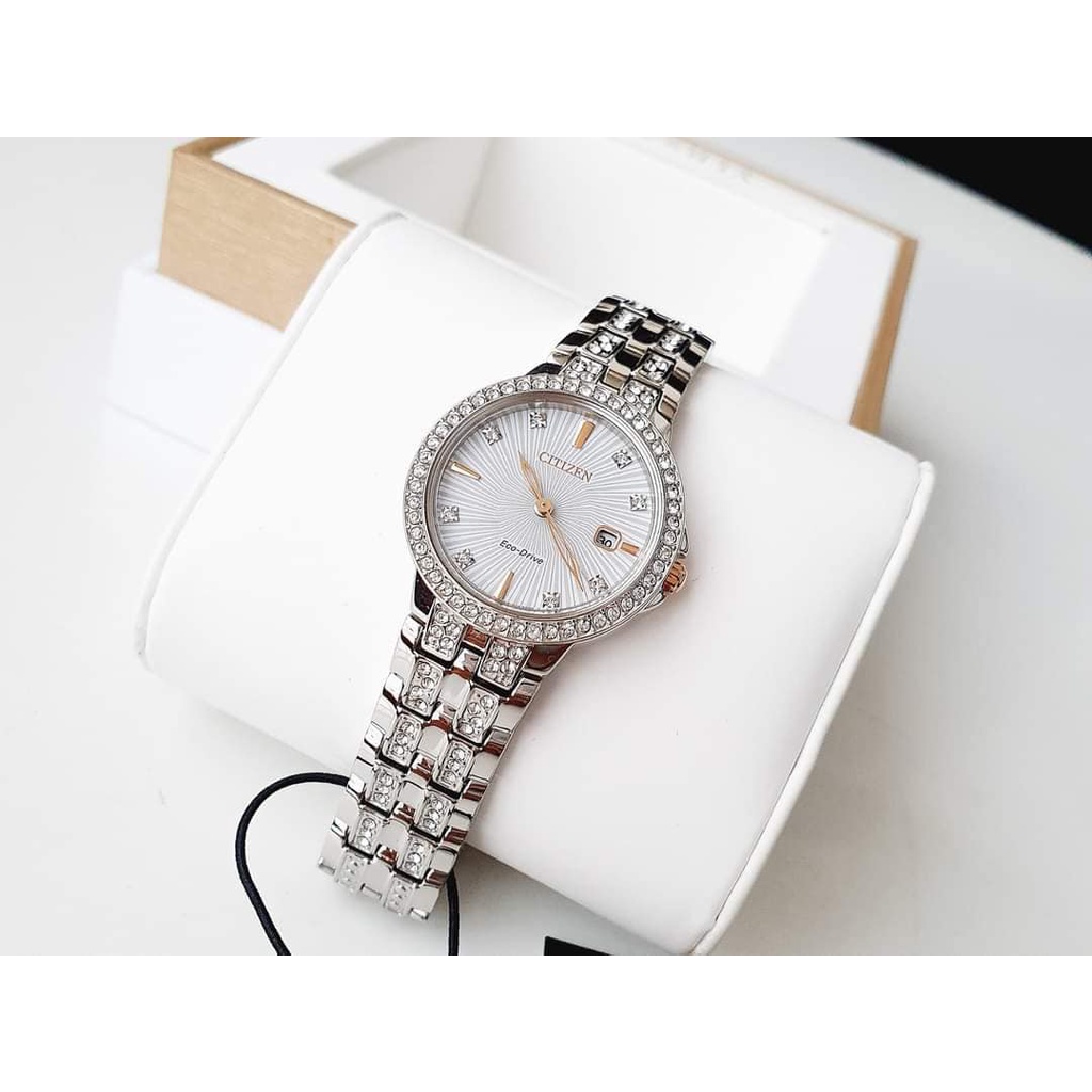 Đồng hồ nữ cao cấp Citizen Eco-Drive EW2340-58A Crystal Accent Silver-Ton chính hãng