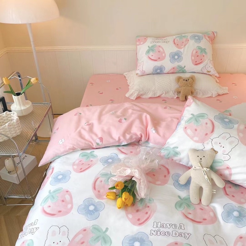 Bộ Chăn Ga Gối ❤️ Cotton living 100% cao cấp đủ size ga giường họa tiết kẻ miễn phí bo chun nhập khẩu Hàn Quốc