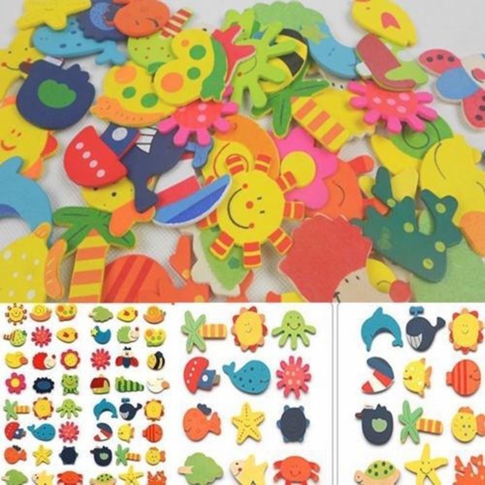 Set 24 nam châm dễ thương thiết kế hoạt hình vui nhộn nhiều màu sắc gắn tủ lạnh