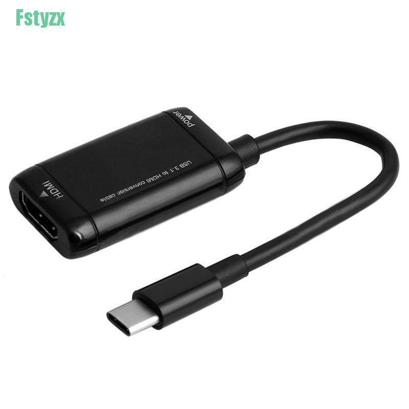 fstyzx USB-C Type C to HDMI Adapter USB 3.1 Cable For MHL Android Phone Tablet Black