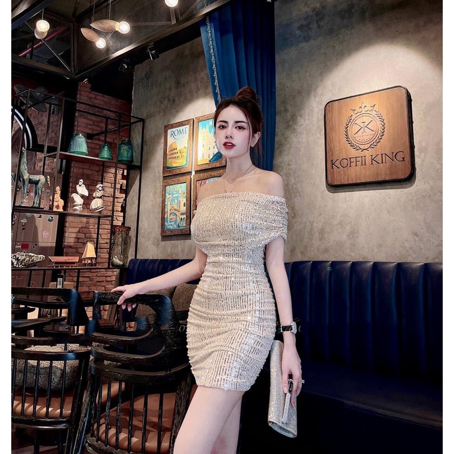 Đầm Váy Nữ Ôm Body Chất Kim Sa 2 Lớp Trễ Vai Hàng Chuẩn  Thời Trang Kiểu Cách Đi Chơi, Đi Dự Tiệc