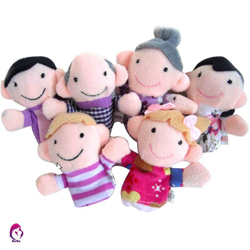 【Hàng mới về】 6 Pcs Finger Family Puppets Cloth Doll Props for Kids Toddlers Educational Toy