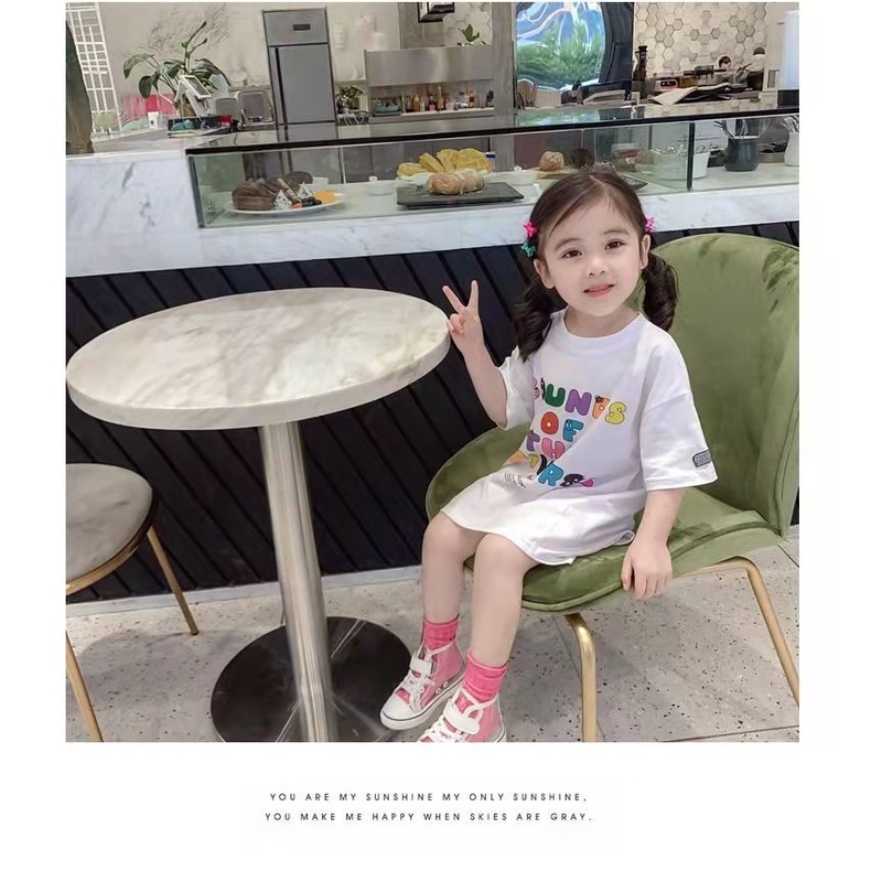 Áo Thun Tay Ngắn Theo Phong Cách Hàn Quốc Dùng Cho Bé Gái