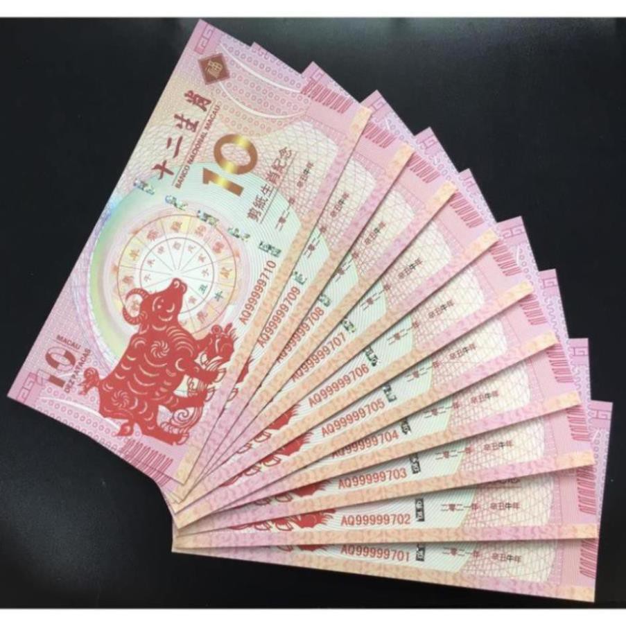 [SHOPEE TRỢ GIÁ] [COMBO 2 TỜ] Tiền Lưu Niệm con trâu Macao 100 Patacas -Mừng Tết Tân Sửu 2021