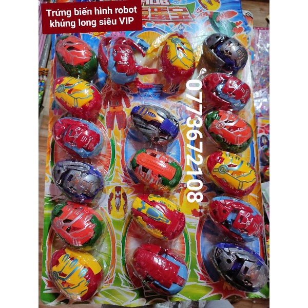 vỉ 18 quả trứng biến hình robot khủng long loại VIP, egg to dinosaur 🦕