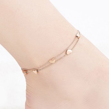 Lắc tay kiêm lắc chân 2 vòng hình trái tim LC23 (màu đồng) - muasamhot1208