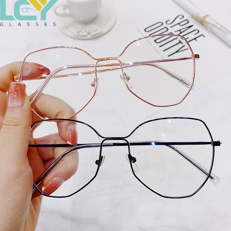 Mắt Kính Gọng Kim Loại Chống Ánh Sáng Xanh Phong Cách Cổ Điển Thời Trang Cho Nữ