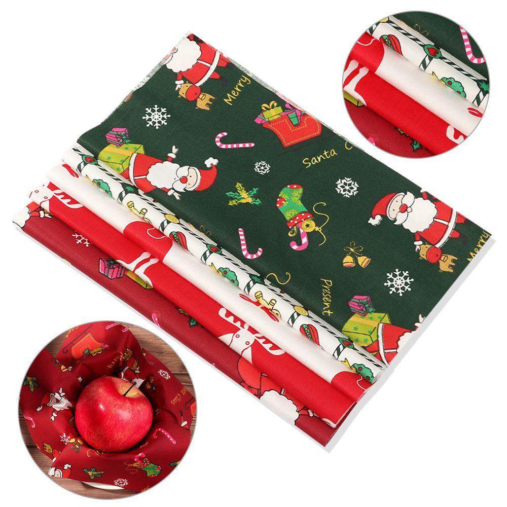 DIACHAVN Set 5 Tấm Vải Cotton In Họa Tiết Giáng Sinh Dùng Làm Đồ Thủ Công