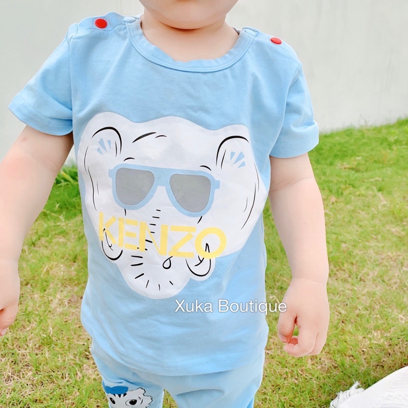 Bộ Quần Áo Phông Cộc Tay Cotton Bé Trai Bé Gái QCCC Cực Chất Màu Hồng, Màu Xanh  [Ảnh Thật]