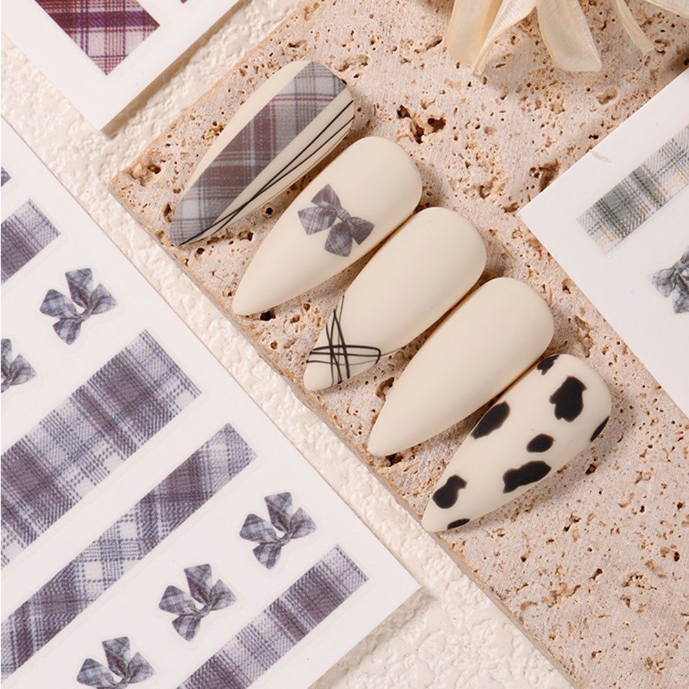 (Hàng Mới Về) Miếng Dán Trang Trí Móng Tay Nghệ Thuật Họa Tiết Ô Vuông Nhiều Màu 3D Diy