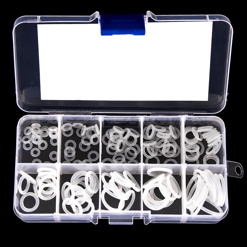 Set 150 Vòng Đệm Cao Su Silicone Trắng Hình Tròn Dày 10 Kích Thước 4mm-20mm 1mm 1.5mm 1.9mm 2.4mm