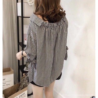Áo sơ mi kiểu phối chun nơ BA132