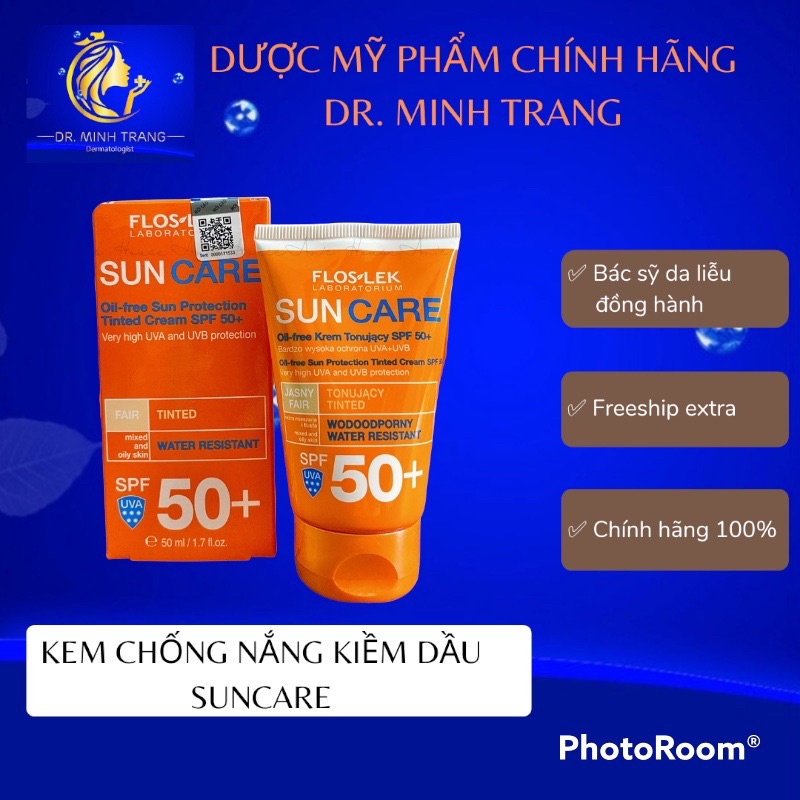 ✅[TEM QR CHÍNH HÃNG] Kem chống nắng kiềm dầu Floslek Sun Care Oil Free Sun Protection Tinted Cream 50ml Floslek Suncare