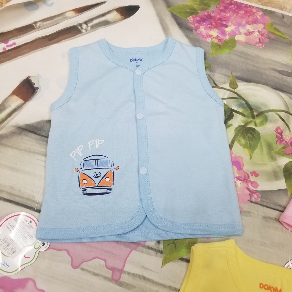 Dokma - Áo gile cotton 2 lớp xinh yêu cho bé (6-24m) DA010