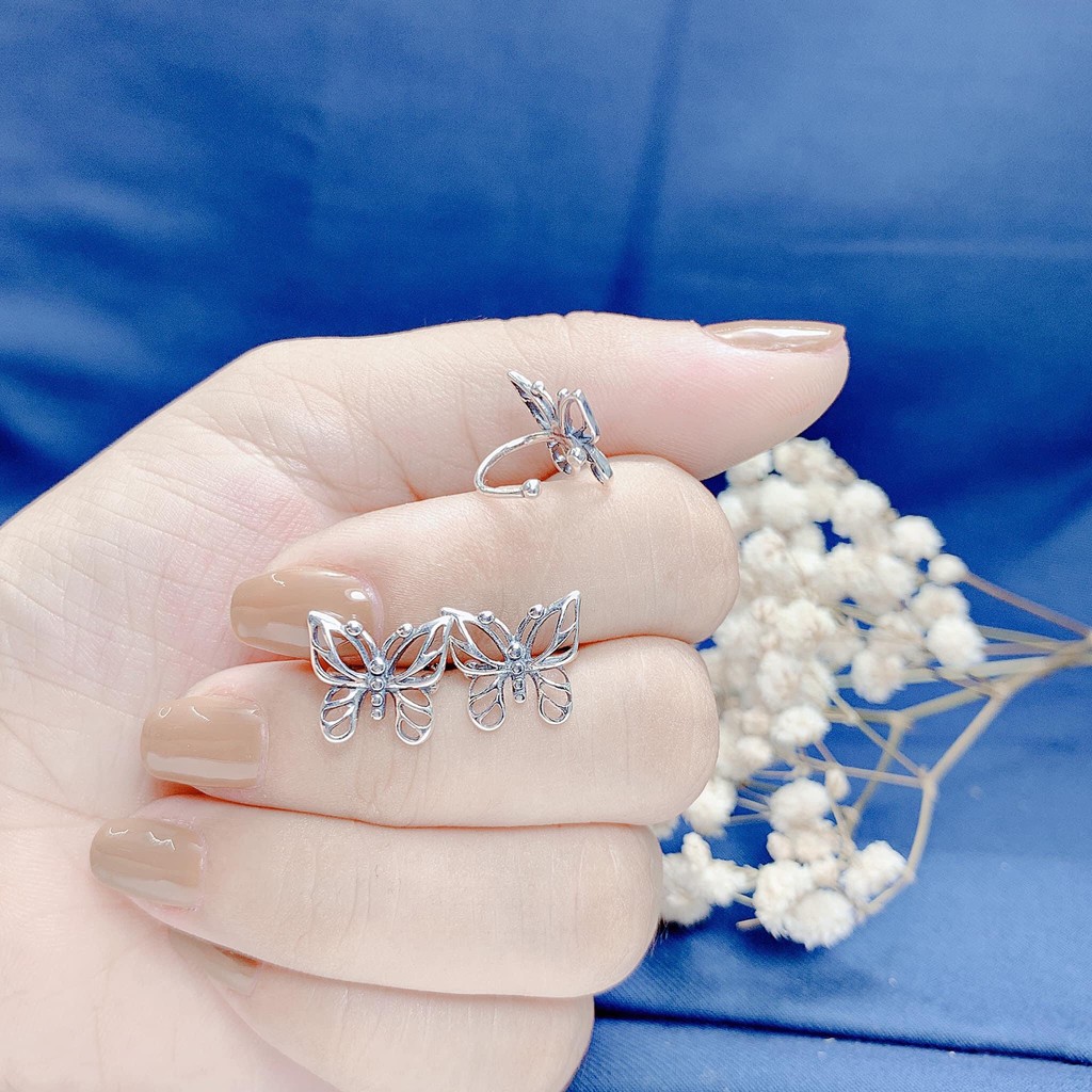 Khuyên tai hồ điệp bằng bạc - Bông tai cánh bướm chất liệu bạc 925 sáng đẹp, bền bỉ, chắc chắn