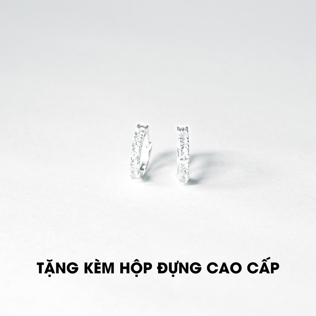 Khuyên tai bạc ATJ9087 thiết kế tròn sát tai đính đá bạc ta - ANTA Jewelry