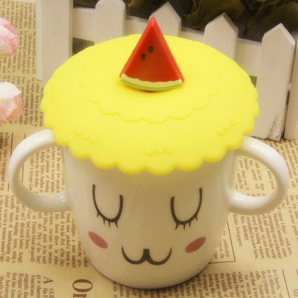 Nắp Đậy Cốc Nước Bằng Thủy Tinh Chống Bụi Hình Trái Cây Dễ Thương