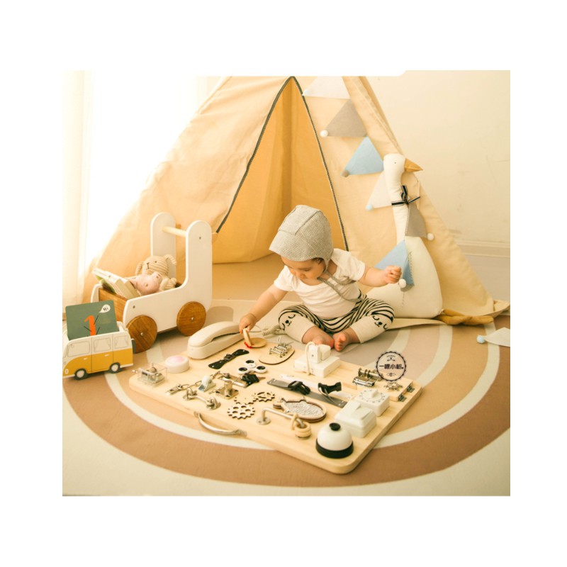BUSY BOARD Bảng Bận Rộn không sắc nhọn, bảng gỗ thông minh, đồ chơi gỗ cho bé  - Shop Babe K
