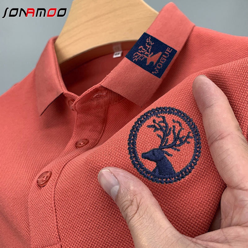 Áo polo Ngắn Tay Form Rộng Thêu Họa Tiết Dành Cho Nam