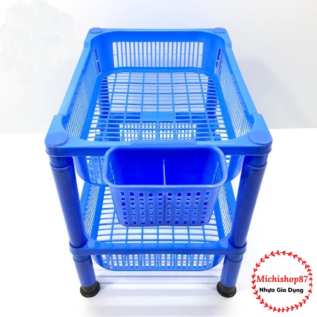 Kệ, Trạn Úp Chén Bát 2,3 Tầng Nhựa Việt Nhật Có Ống Đũa Chắc Chắn - Giá Úp Bát Nhựa Ráo Nước Nhà Bếp