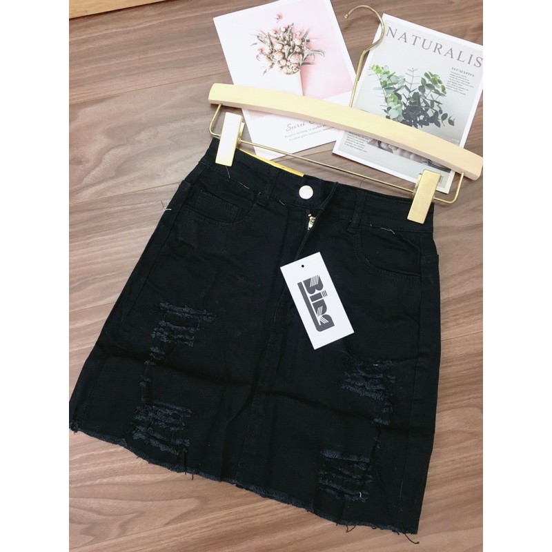 [ Mã FAMAYWA giảm 10K đơn 50K] Quần short bò giả váy shynstores cào rách siêu hot màu đen trắng | BigBuy360 - bigbuy360.vn