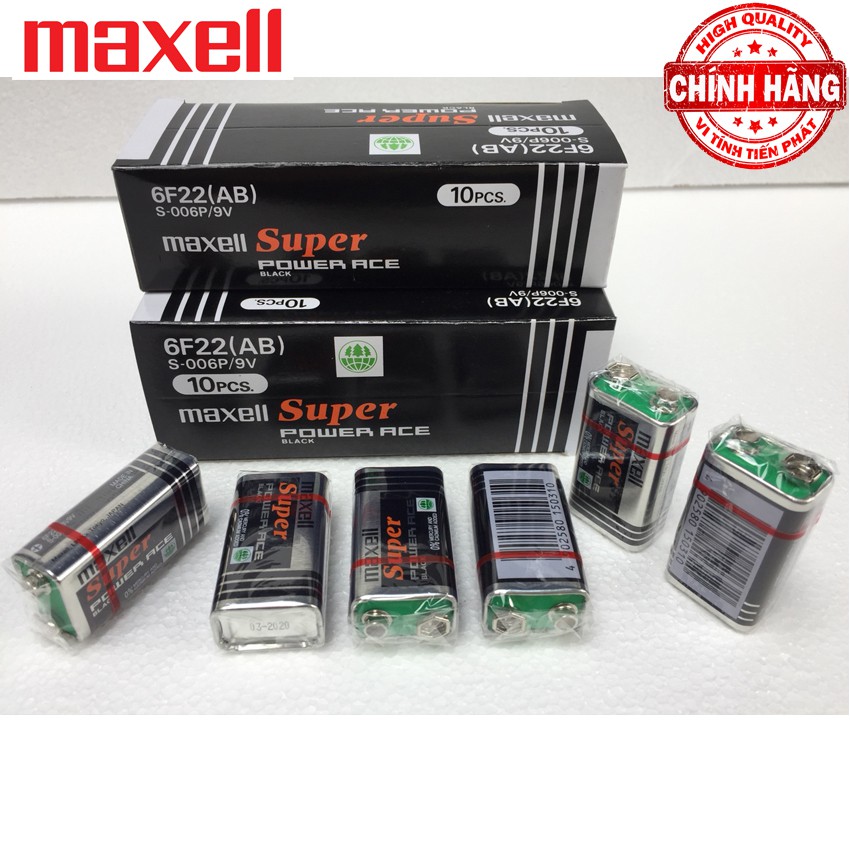 Bộ 2 Viên Pin vuông 9V Maxell Super Power - 6F22 Maxell