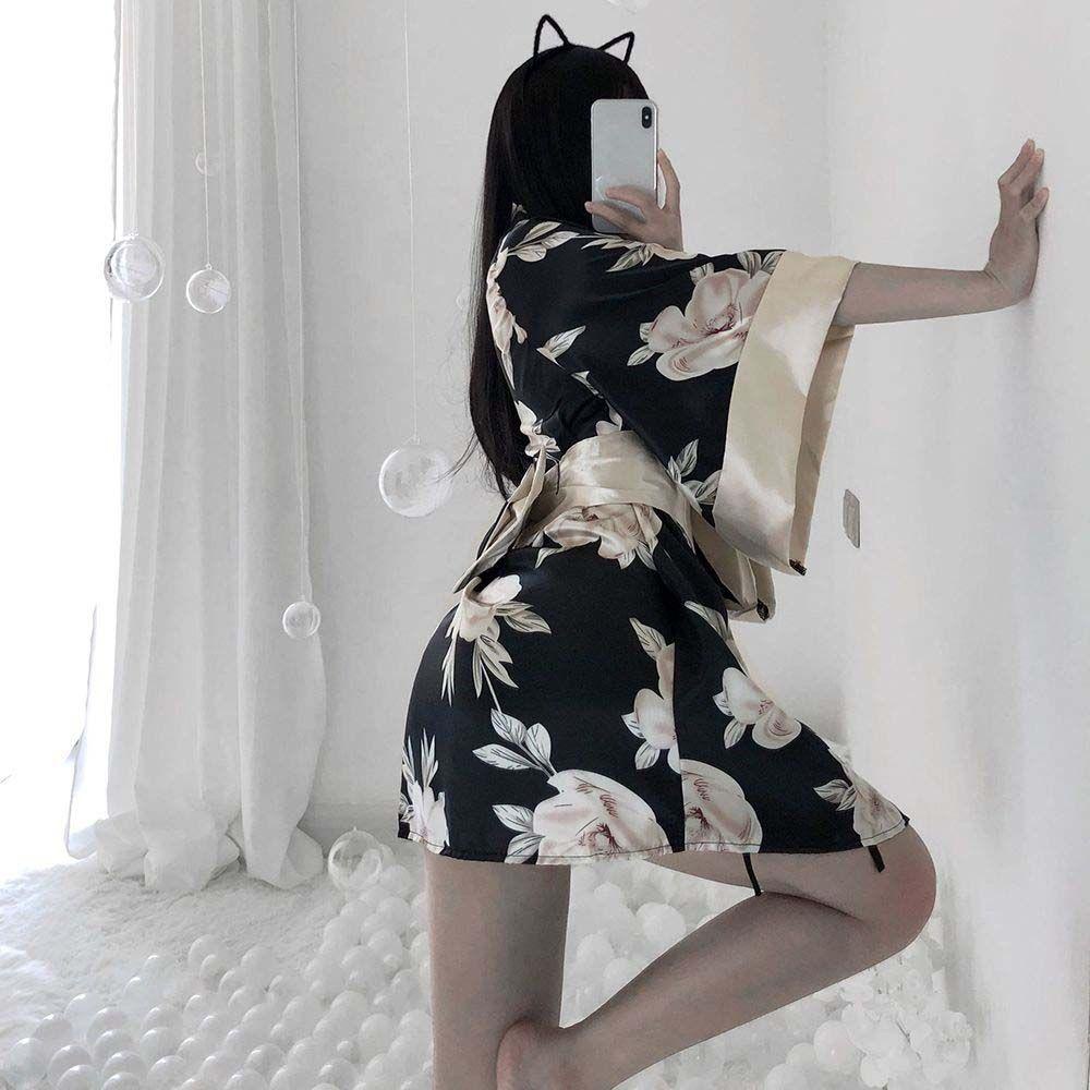 Đồ ngủ Kimono In Hoa Phong Cách Nhật Bản Quyến Rũ Cho Nữ