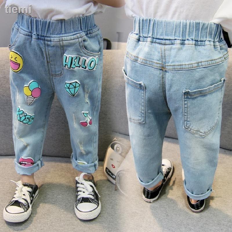 Quần Jeans In Hoa Phong Cách Hàn Quốc Mới 2018 Cho Bé Gái